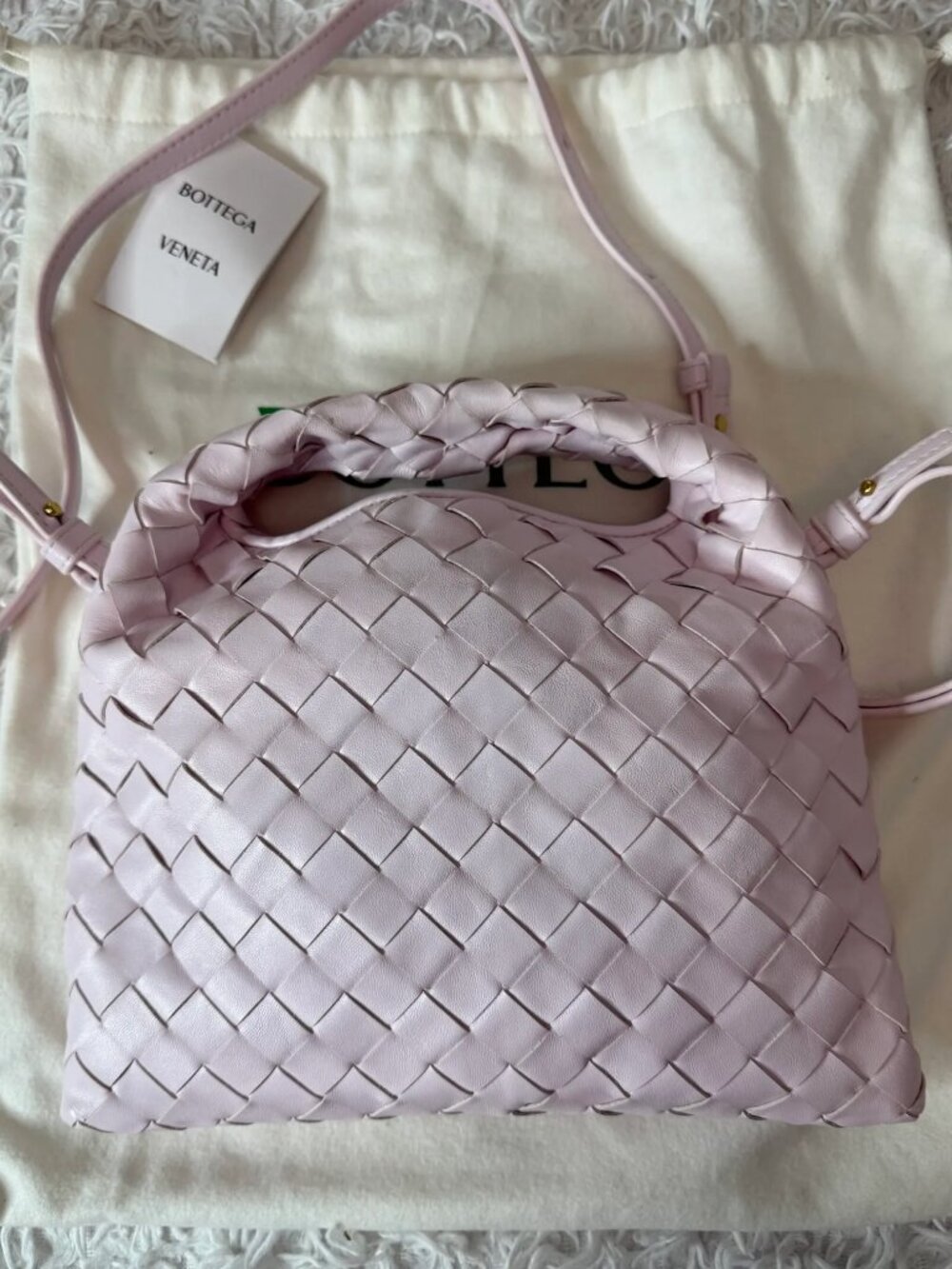 BOTTEGA VENETA Calfskin Intrecciato Mini Hop in Pink